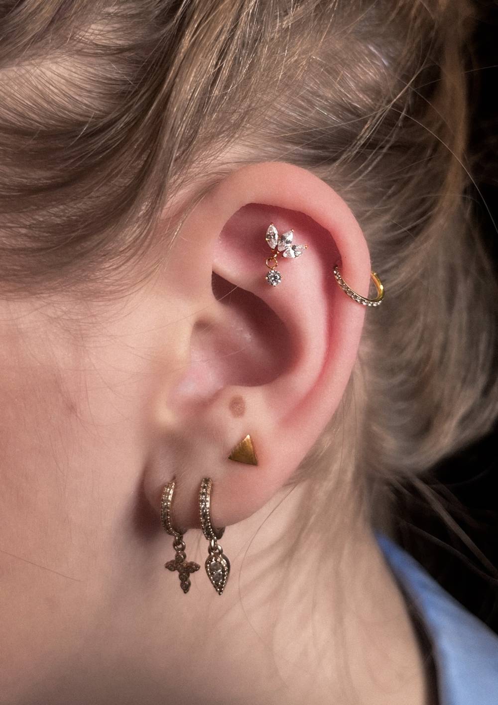 piercing oreilles, helix, flat et lobes